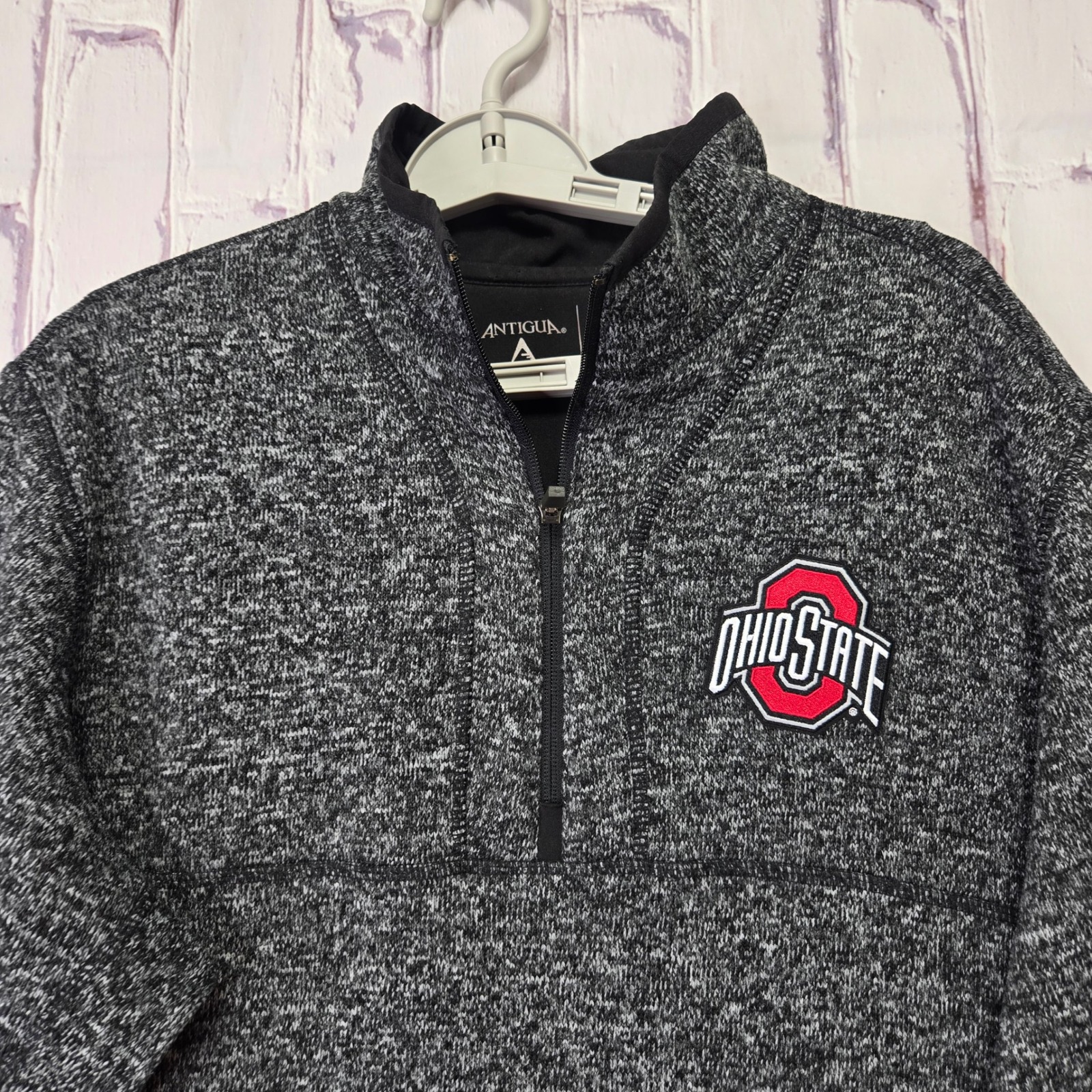 Antigua Ohio State Buckeyes Mens Xl Quarter Zip Fleece Pullover Heather Black